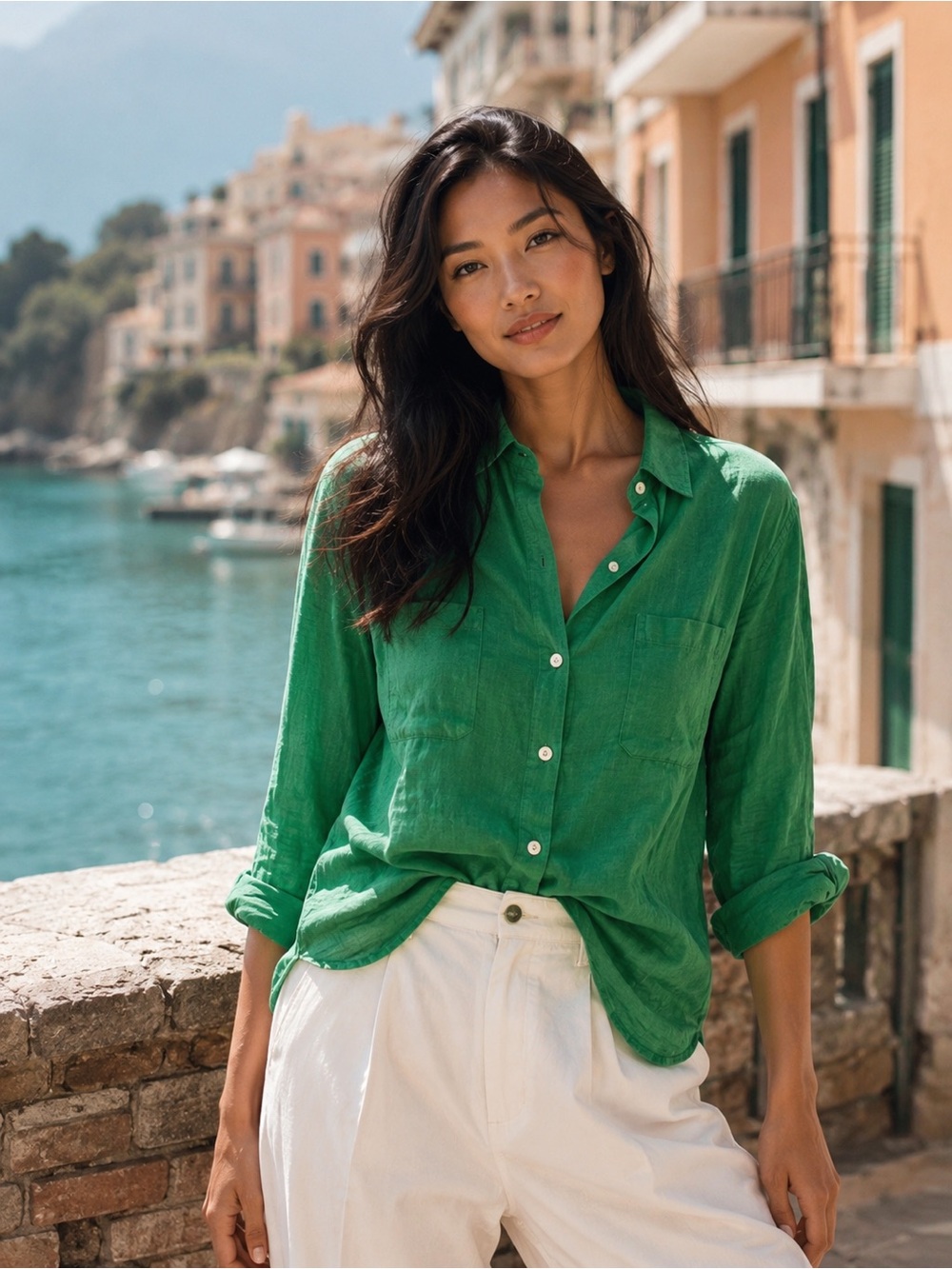 🟡Lilly Pulitzer Vibrant Green Button-Down Linen Shirt - Picture 8 of 8